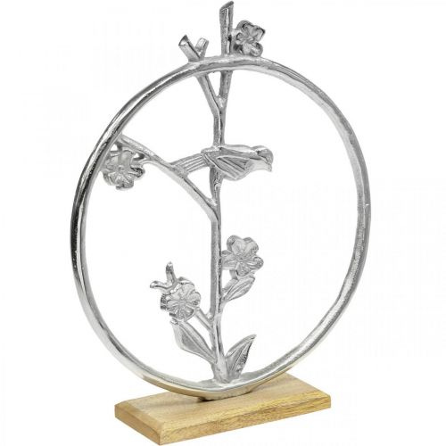 Produkt Dekoracja stołu sprężyna, ozdobny pierścionek ptak deco srebrny W32,5 cm