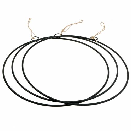 Produkt Pierścień ozdobny do zawieszenia czarny Ø50cm 3szt