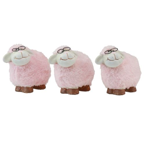 Produkt Różowa owca w okularach i futerku ceramicznym 10,5×5,5×9cm 3szt