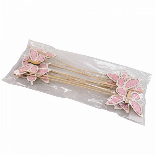 Produkt Drewniane patyczki ozdobne różowy motyl 7,5cm 28cm 12szt