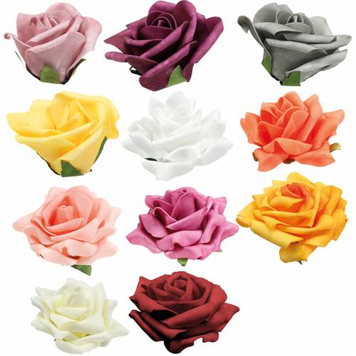 Floristik24 Róża piankowa Ø10cm różne kolory 8szt