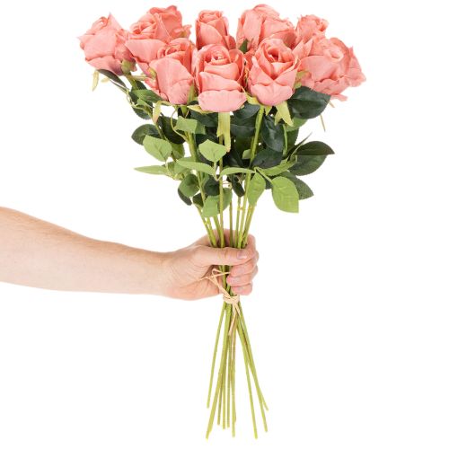Sztuczne kwiaty róży w bukiecie, długa łodyga 62cm, 12 szt. | Floristik24.pl