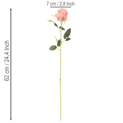 Sztuczne kwiaty róży w bukiecie, długa łodyga 62cm, 12 szt. | Floristik24.pl