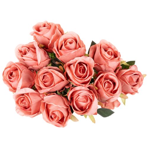 Sztuczne kwiaty róży w bukiecie, długa łodyga 62cm, 12 szt. | Floristik24.pl