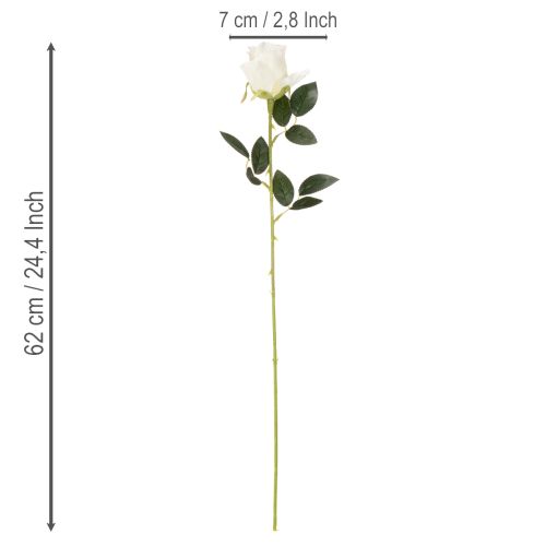 Sztuczny kwiat róży, długa łodyga, do wazonu, 62 cm, 12 sztuk | Floristik24.pl