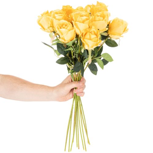 Sztuczna róża na długiej łodydze, sztuczny kwiat, 62cm, 12 szt. | Floristik24.pl