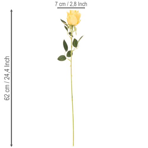 Sztuczna róża na długiej łodydze, sztuczny kwiat, 62cm, 12 szt. | Floristik24.pl