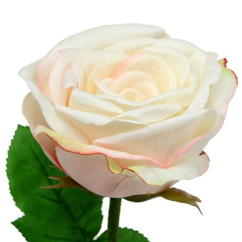 Floristik24 Róża sztuczna kremowa 69cm