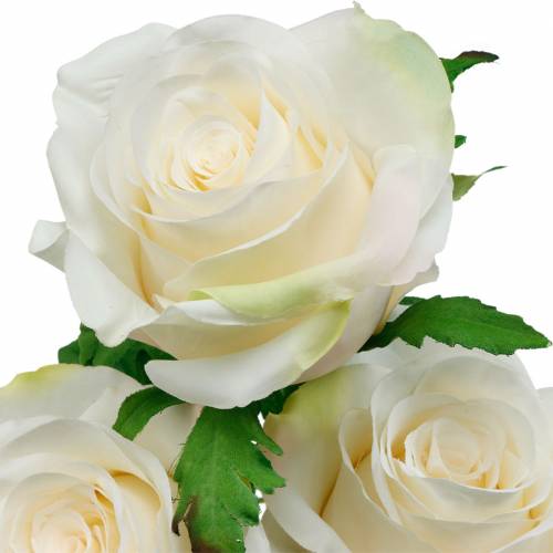 Produkt Biała róża na łodydze Jedwabny kwiat Sztuczna róża 3szt