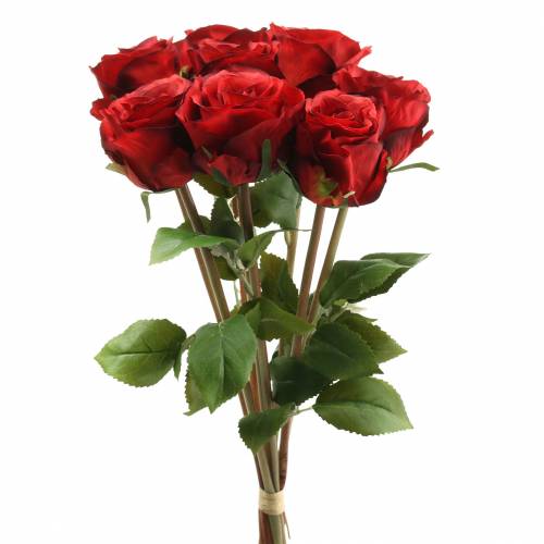 Róża w pęczku sztuczna czerwona 36cm 8szt