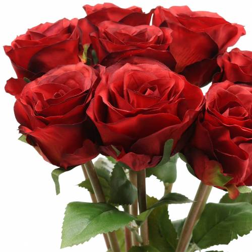 Róża w pęczku sztuczna czerwona 36cm 8szt