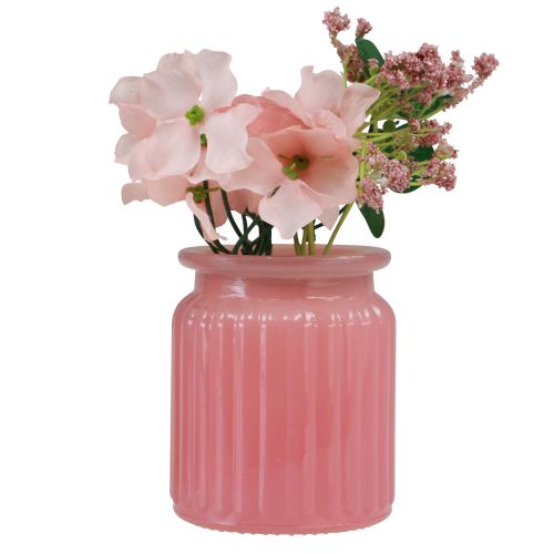 Produkt Sztuczna róża w szklanej doniczce różowa biała W16cm 2szt