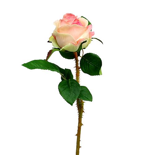 Floristik24 Róża sztuczna kremowo-różowa Ø9cm L45cm 1szt.