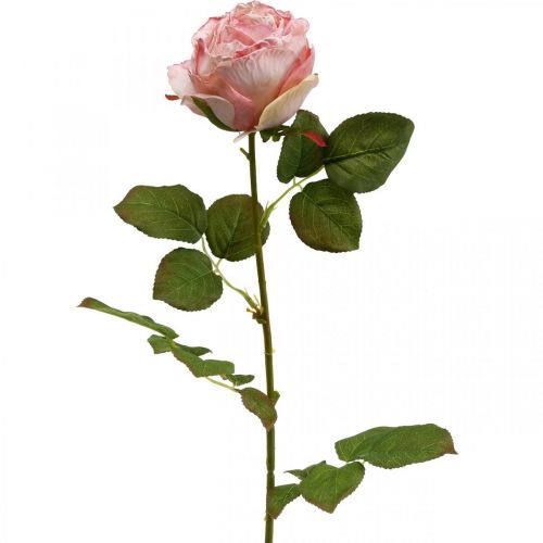 Floristik24 Deco rose pink, dekoracja kwiatowa, sztuczna róża dł.74cm Ø7cm