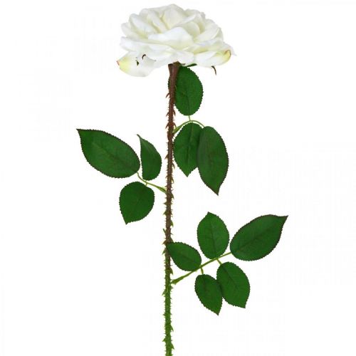 Produkt Biała róża Sztuczna róża na łodydze Jedwabny kwiat Sztuczna róża L72cm Ø13cm