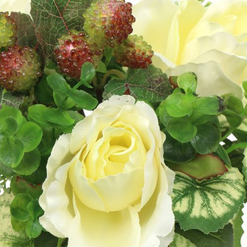 Floristik24 Bukiet Róż/Hortensji Biały z Jagodami 31cm