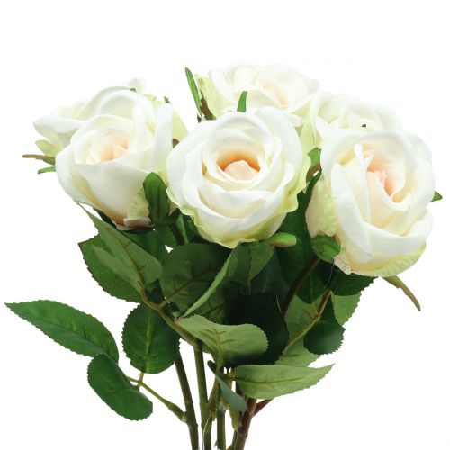 Róża sztuczna kremowa 44cm 6szt