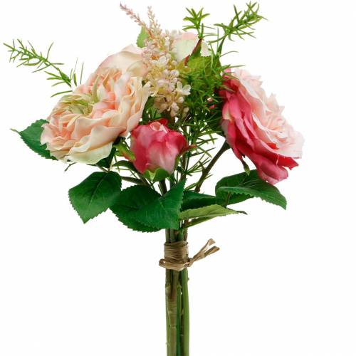 Produkt Bukiet Sztucznych Róż w Pęku Różowy Bukiet Jedwabnych Kwiatów