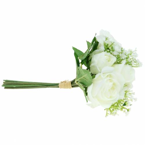 Floristik24 Bukiet róż z pierwiosnkiem biały 26cm