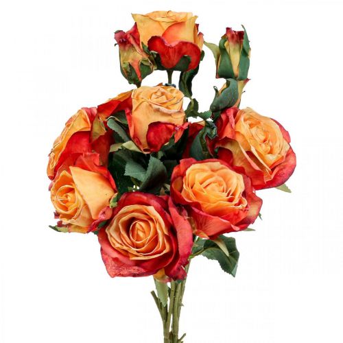 Produkt Bukiet róż sztuczne róże jedwabne kwiaty pomarańczowe pęczek 53cm