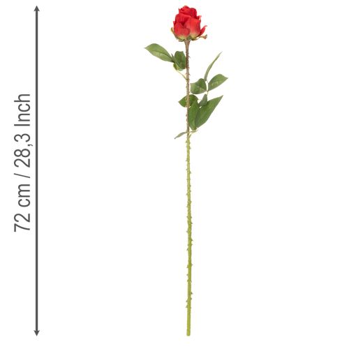 Róża gałązka jedwabny kwiat sztuczna róża czerwona 72cm 3szt | Floristik24.pl