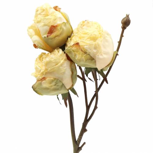 Floristik24 Róża gałązka sztuczna kremowa biała 45cm