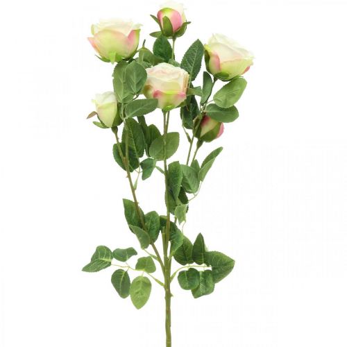 Produkt Gałązka róży, jedwabne róże, sztuczna gałązka różowy, kremowy dł.66cm Ø3/5cm