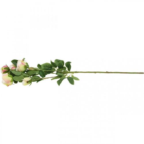 Produkt Gałązka róży, jedwabne róże, sztuczna gałązka różowy, kremowy dł.66cm Ø3/5cm