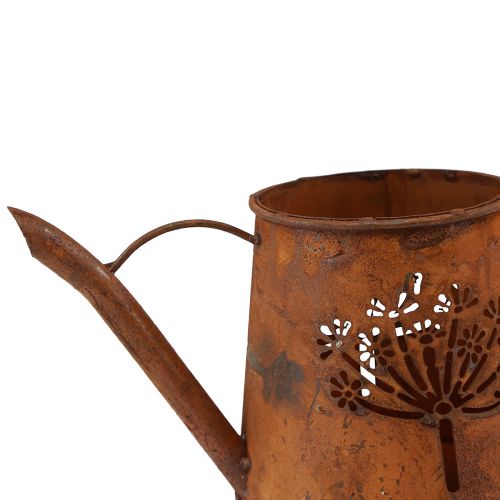 Floristik24 Rdzawa ozdobna konewka metalowa patyna mniszek lekarski 25×12×12cm