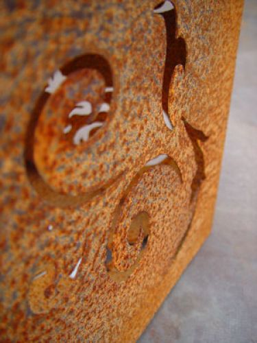 Floristik24 Kostka barokowa z zardzewiałego metalu, 26 cm x 26 cm