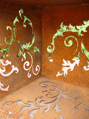 Floristik24 Rdzawy metalowy barokowy sześcian, 33 cm x 33 cm