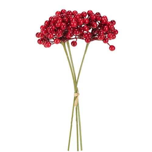 Produkt Dekoracja świąteczna &quot;Czerwone jagody&quot; gałązka 27 cm pęczek 3 szt.