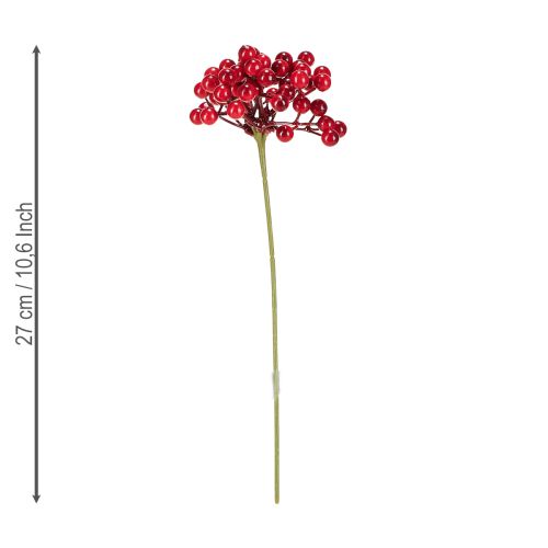 Produkt Dekoracja świąteczna &quot;Czerwone jagody&quot; gałązka 27 cm pęczek 3 szt.