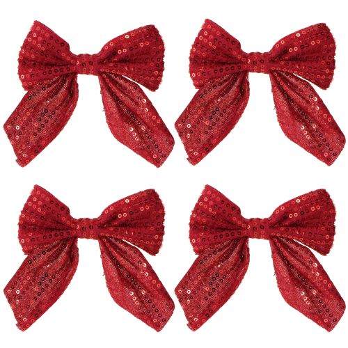 Produkt Kokardy prezentowe z czerwonego aksamitu z cekinami 12cm 4 szt.