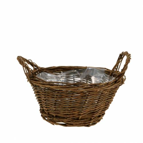 Floristik24 Kosz okrągły z gałązek wierzby Koszyczek wielkanocny brązowy Ø19cm