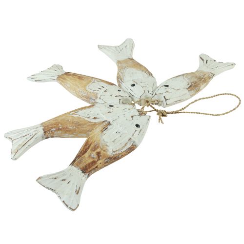 Produkt Rustykalny drewniany wieszak na ryby z 5 rybami białymi naturalnymi 15cm