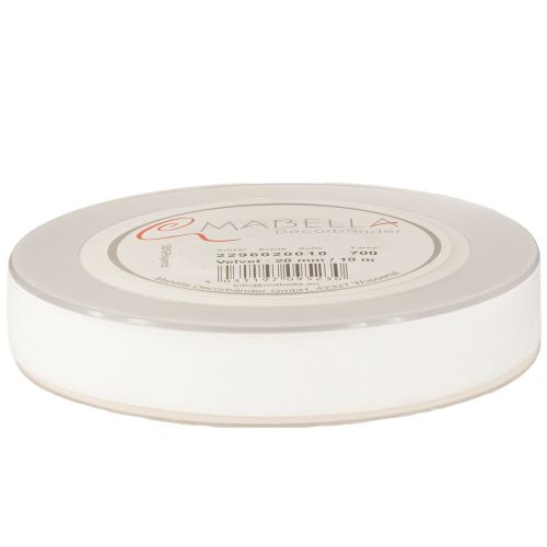 Produkt Wstążka aksamitna, wstążka prezentowa, wstążka ozdobna, biały aksamit, szerokość 20 mm, długość 10 m