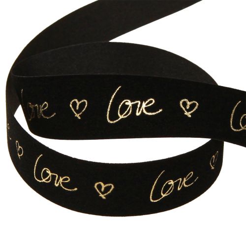 Produkt Wstążka aksamitna Love żałobna wstążka serca czarne złoto 25mm 18m