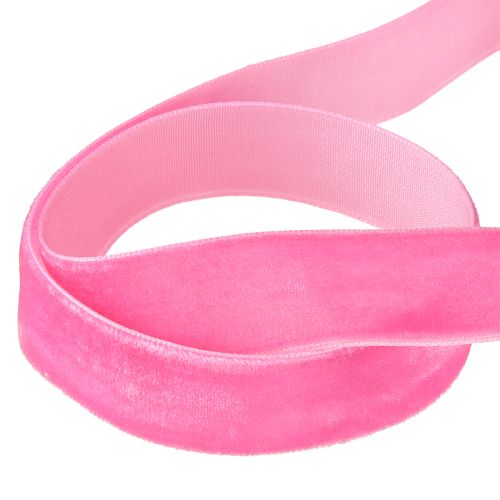 Produkt Wstążka aksamitna różowa Wstążka dekoracyjna Wstążka aksamitna różowa 20mm 10m