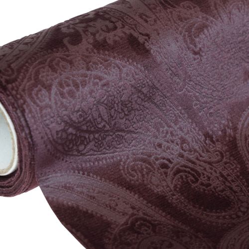 Produkt Bieżnik aksamitny wstążkowy Fioletowy wstążka stołowa wzór Paisley 150mm 3m