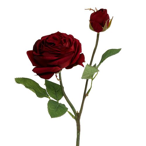 Floristik24 Aksamitna róża czerwona z pąkiem Ø9cm L38cm