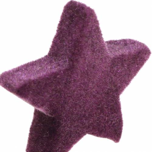 Produkt Ozdoba rozproszona gwiazdki flokowane aksamitne gwiazdki fioletowa jagoda 4/5cm 40 szt