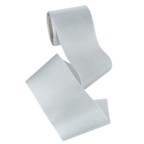 Produkt Satynowa wstążka do wieńców, srebrna, szerokość 100 mm, długość 25 m, do wieńców pogrzebowych, pamiątkowych i rocznicowych, odporna na warunki atmosferyczne i kompostowalna