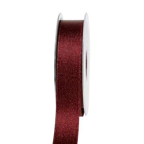 Produkt Wstążka satynowa z miką ciemnoczerwoną 25mm 20m