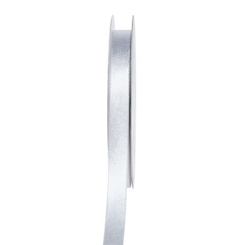 Floristik24 Wstążka satynowa z miką srebrna 10mm 20m
