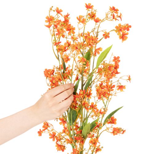 Sztuczny kwiat orchidei gałązka pomarańczowa filigranowa dekoracja pokoju 110cm 3 szt. | Floristik24.pl