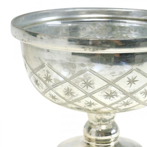 Floristik24 Szklana miska ze stopą shabby chic szklana dekoracja szampana Ø17cm W13cm