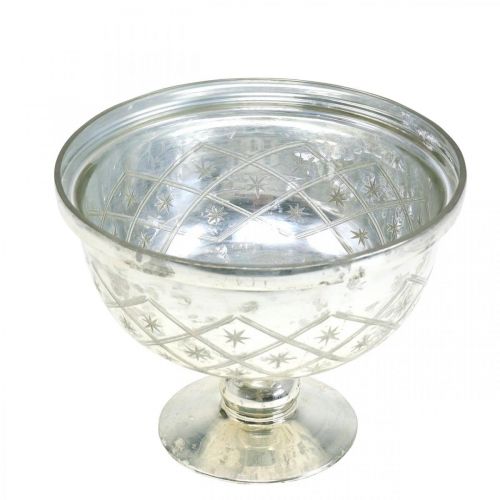 Floristik24 Szklana miska ze stopą shabby chic szklana dekoracja szampana Ø17cm W13cm