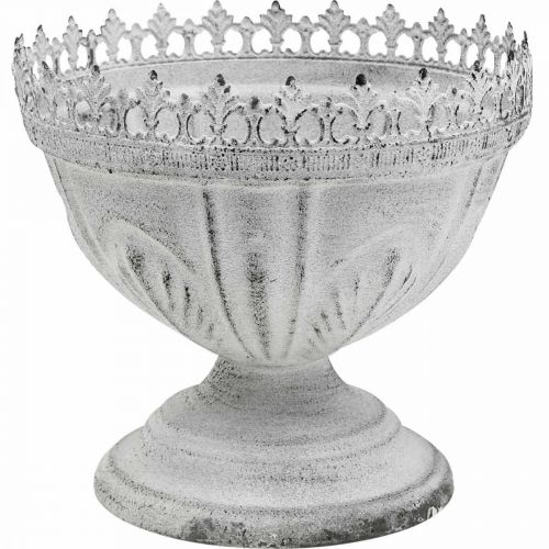 Floristik24 Dekoracyjne trofeum, metalowa miska dekoracyjna w kolorze białym z koroną, wys. 15 cm