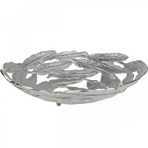 Produkt Miska dekoracyjna srebrna metalowa miska piórka Ø37cm wys.9cm